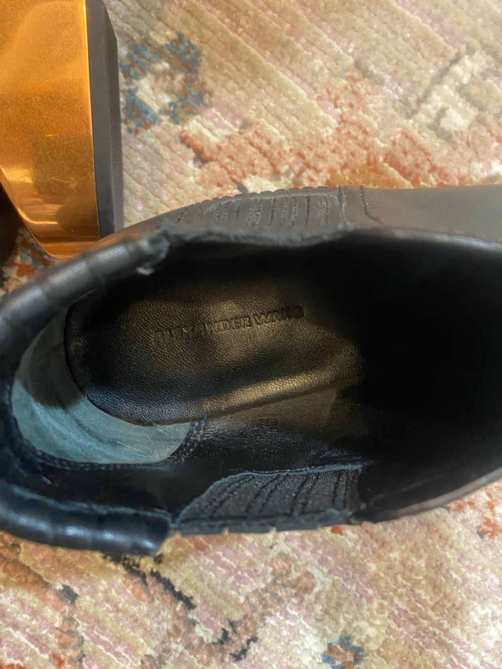 Alexander Wang Kori ankle boots featuring a distinct metallic cutout block heel - Picture 11 of 14